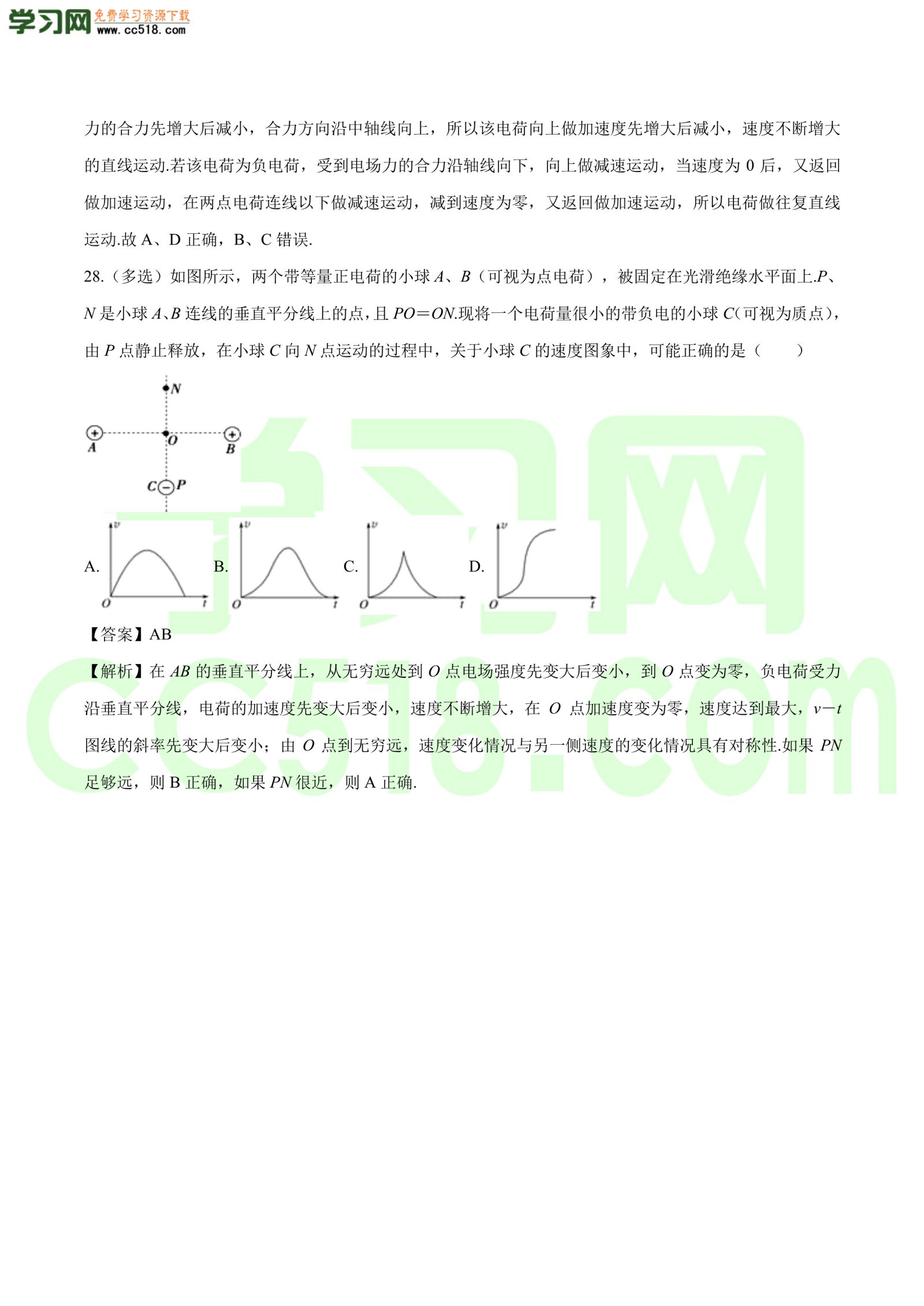 高二物理：电场强度专题训练