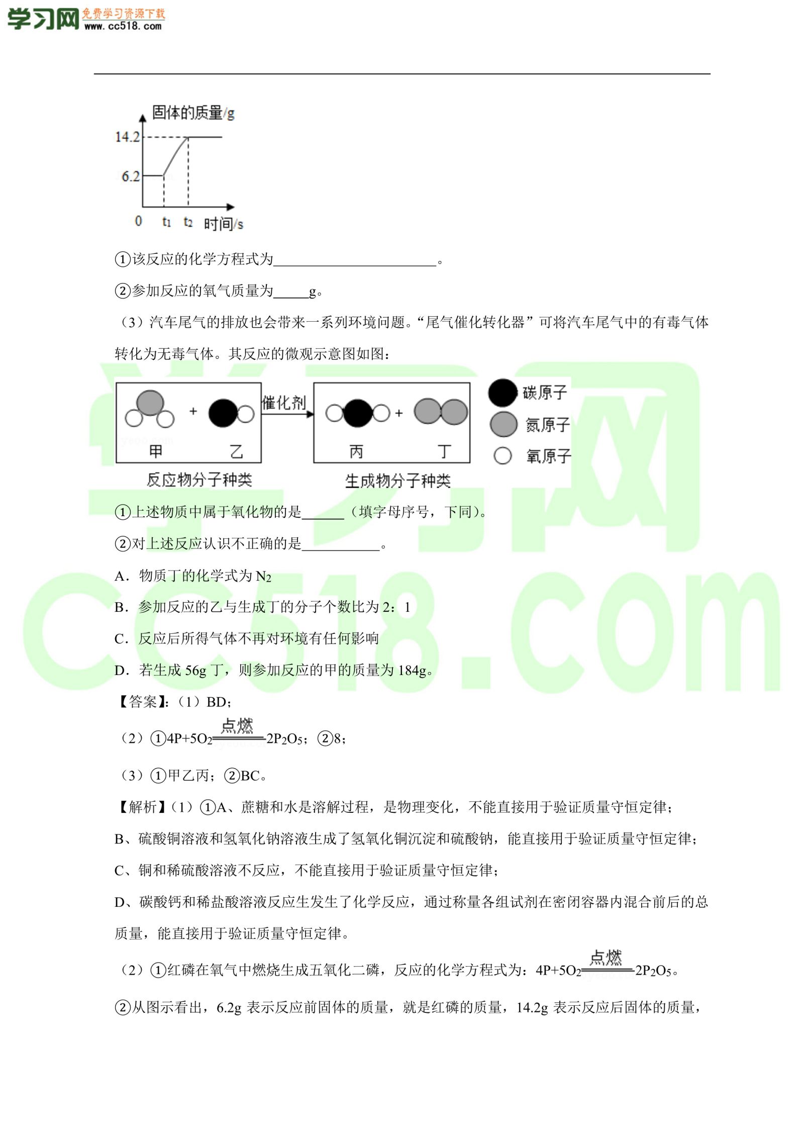 2020-2021学年初三化学上册单元基础练习：化学方程式