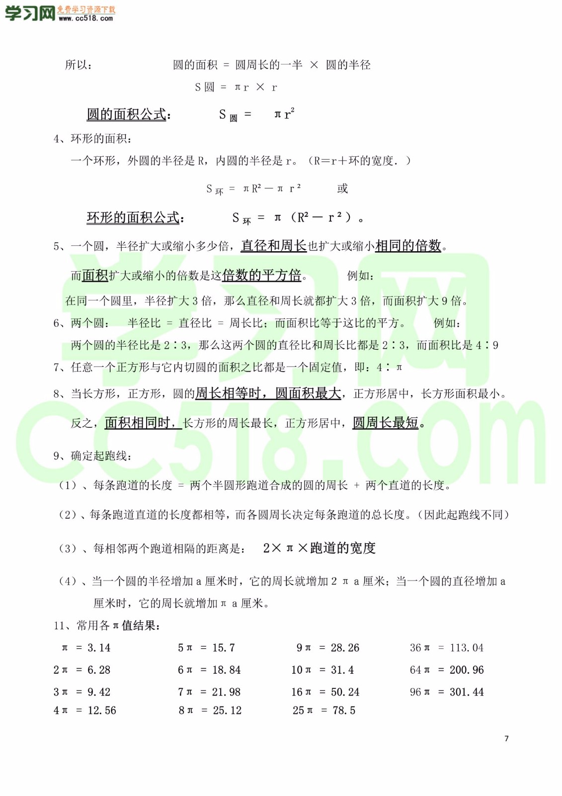 六年级数学上册各单元知识学习清单（人教版）