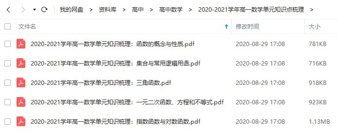 2020-2021学年高一数学单元知识点梳理（含答案及解析）