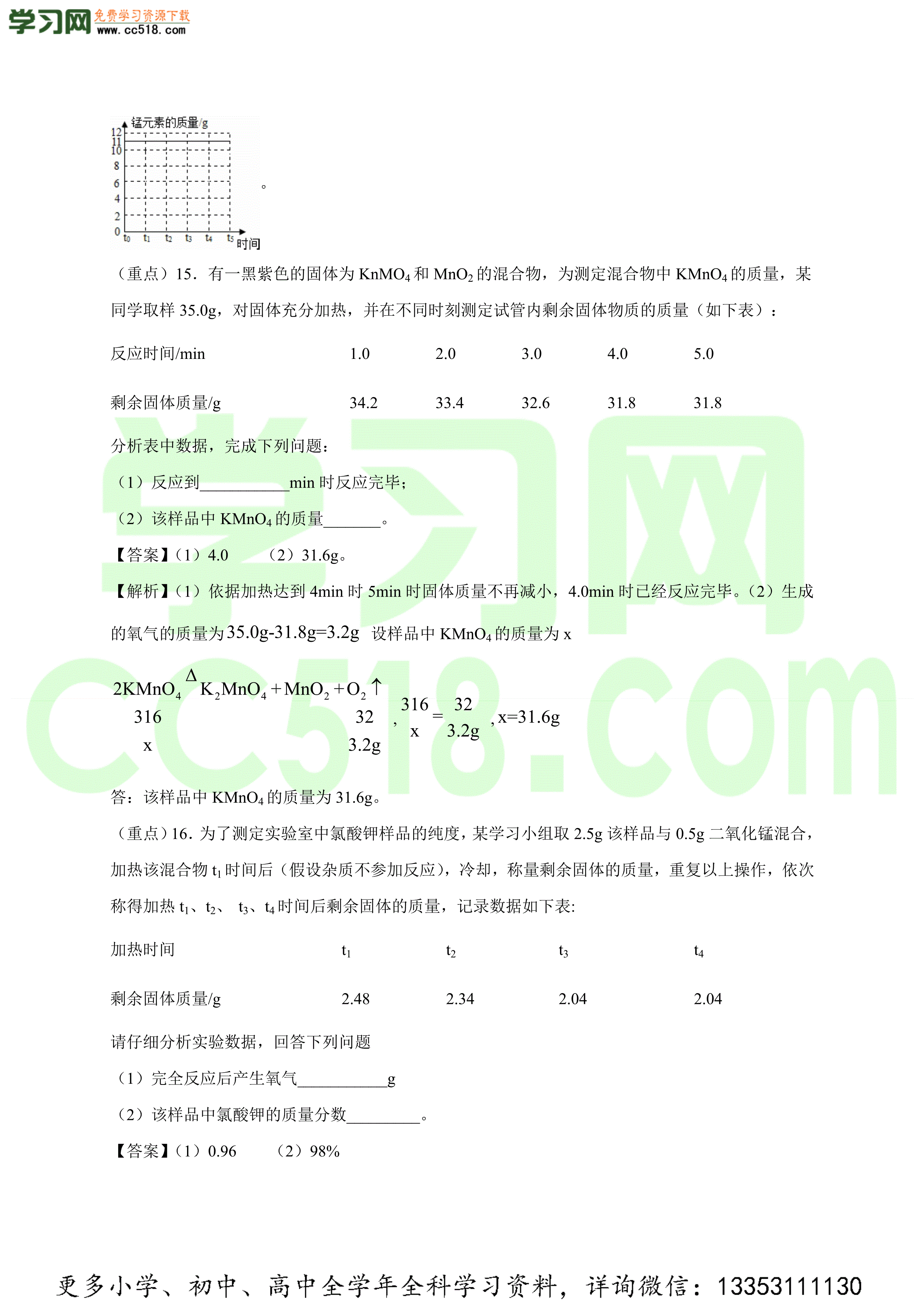 2020-2021学年初三化学上学期期中考必刷题