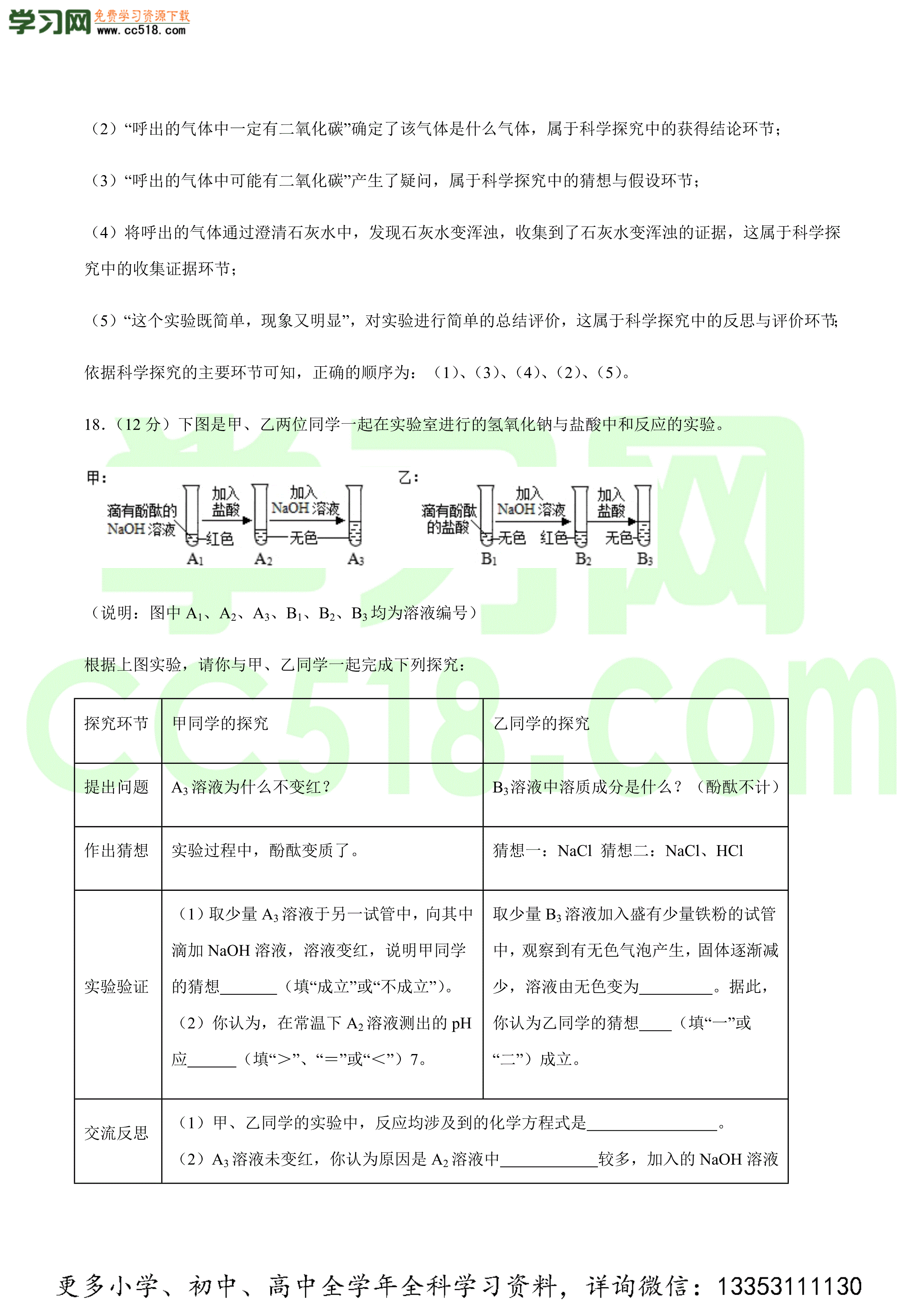 2020-2021学年初三化学上学期期中测试卷（鲁教版）