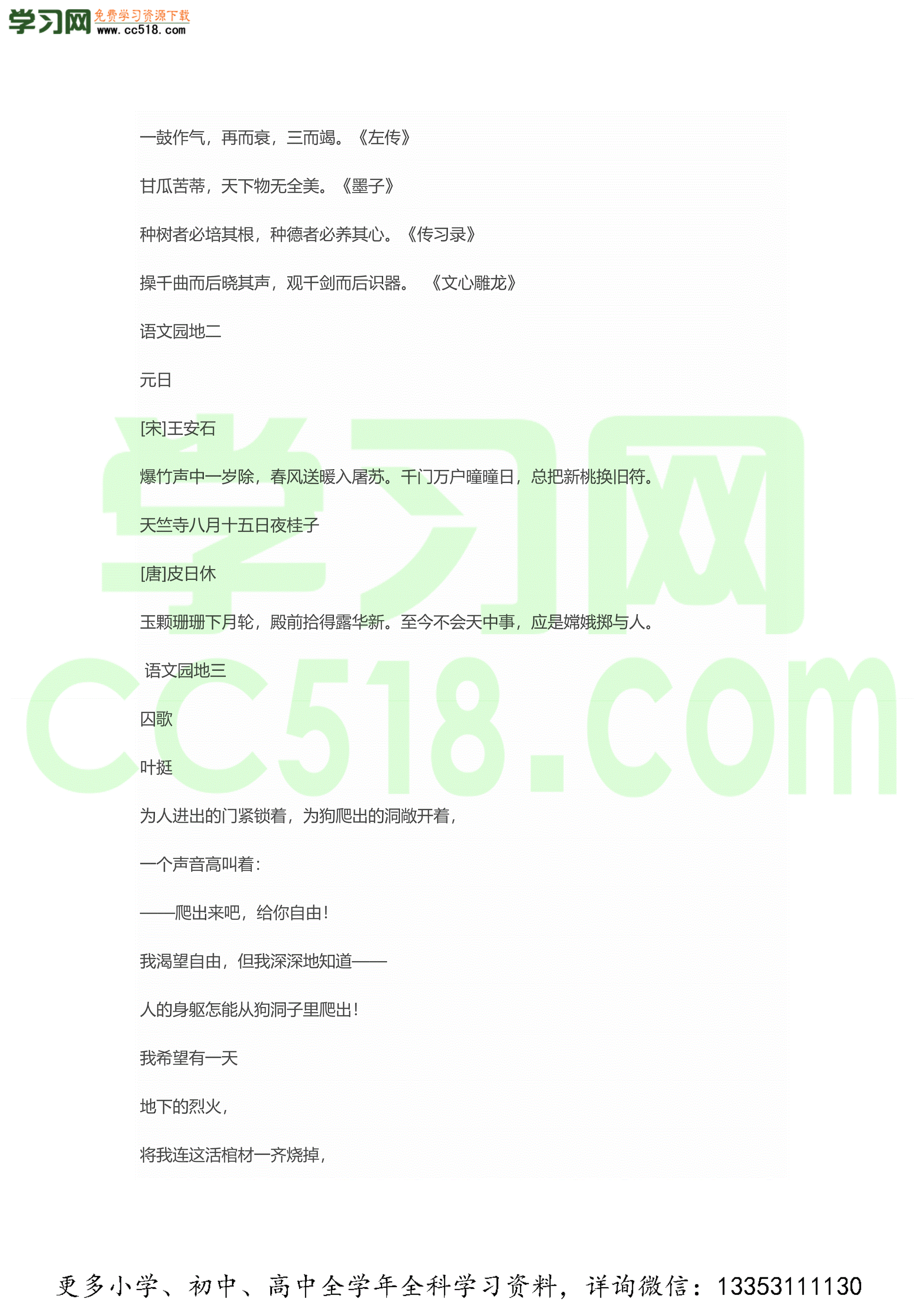 小升初语文基础知识复习要点