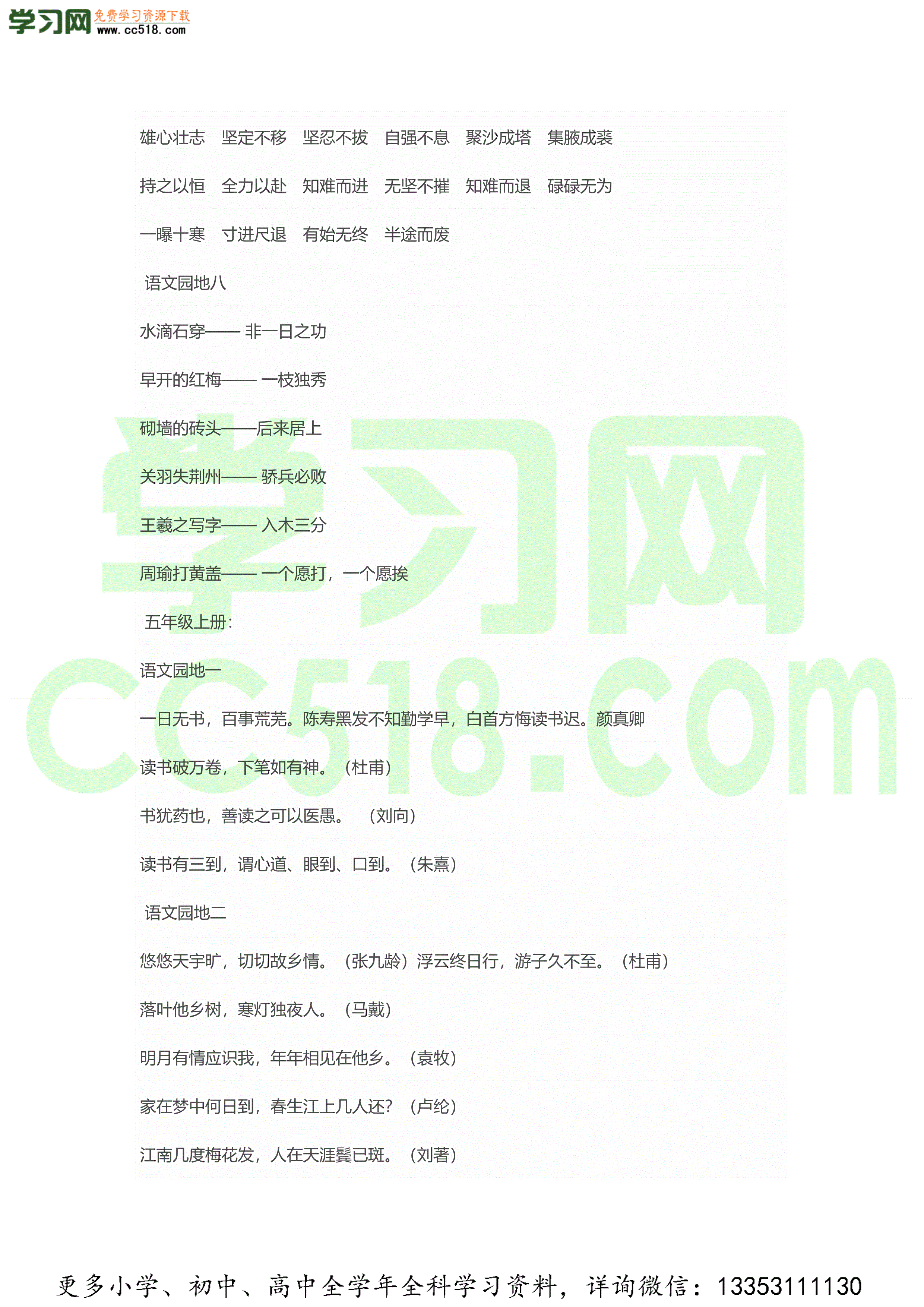 小升初语文基础知识复习要点