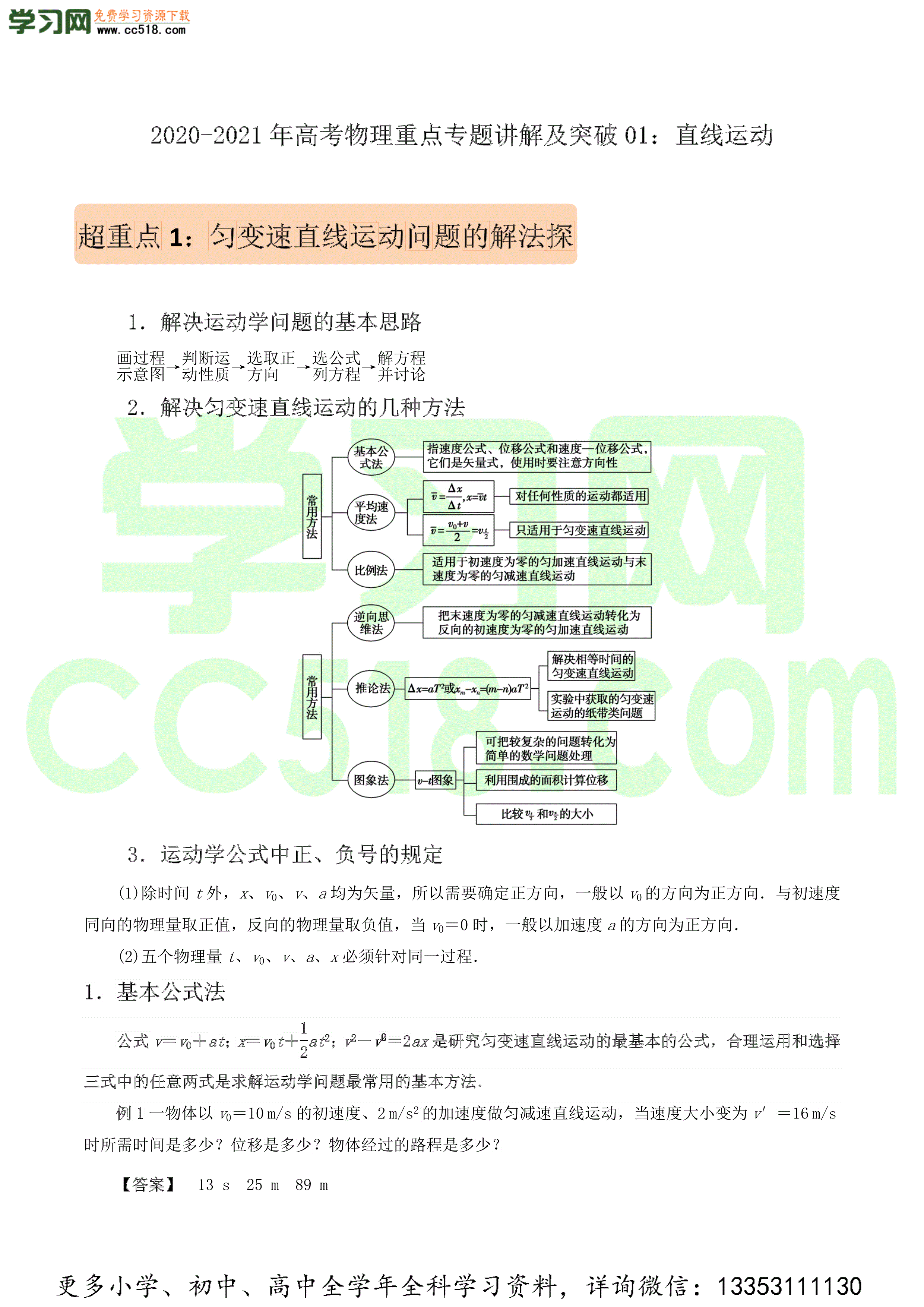 2020-2021年高考物理重点专题讲解及突破