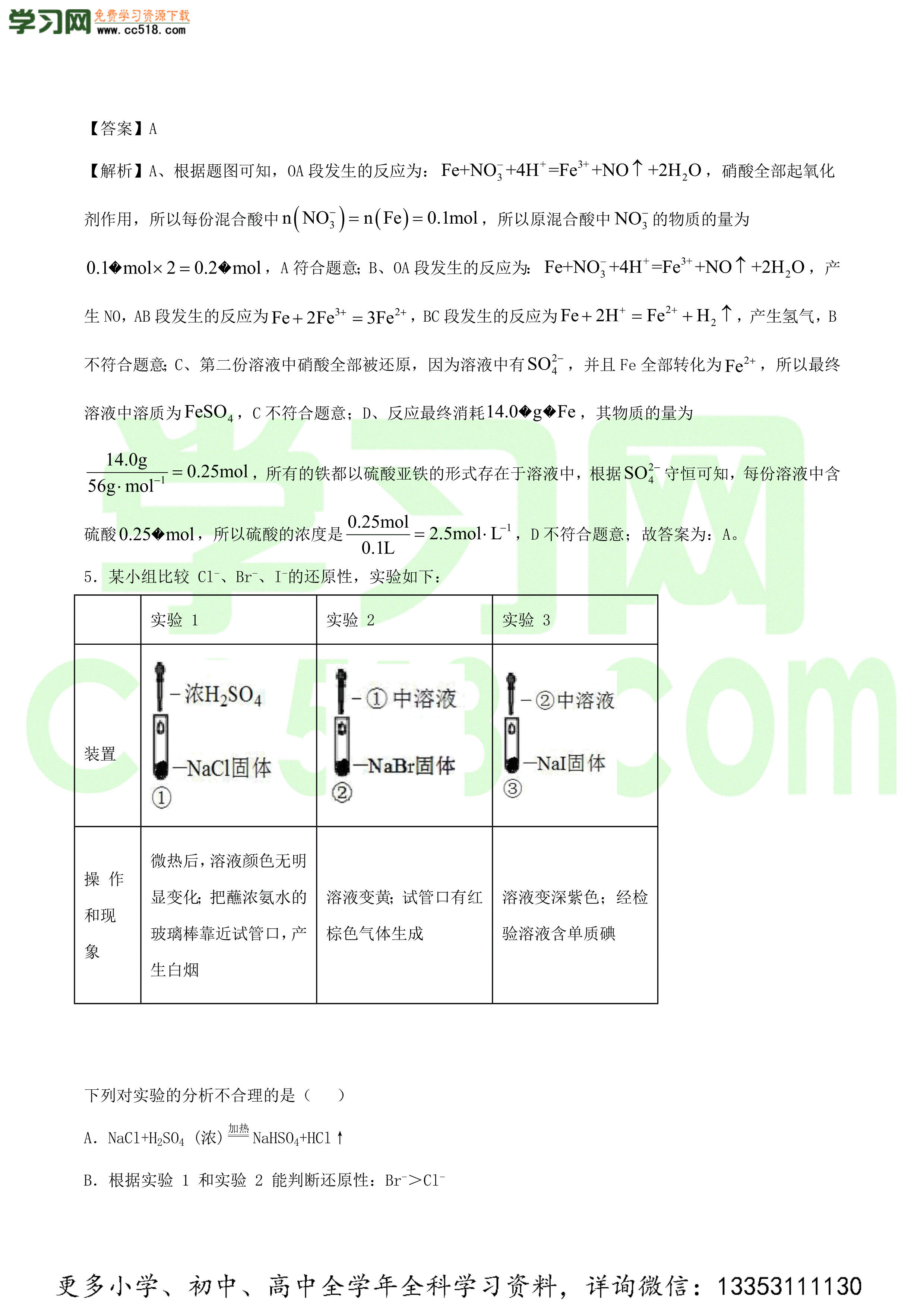 2020-2021年高考化学精选考点专项突破全国卷（一）