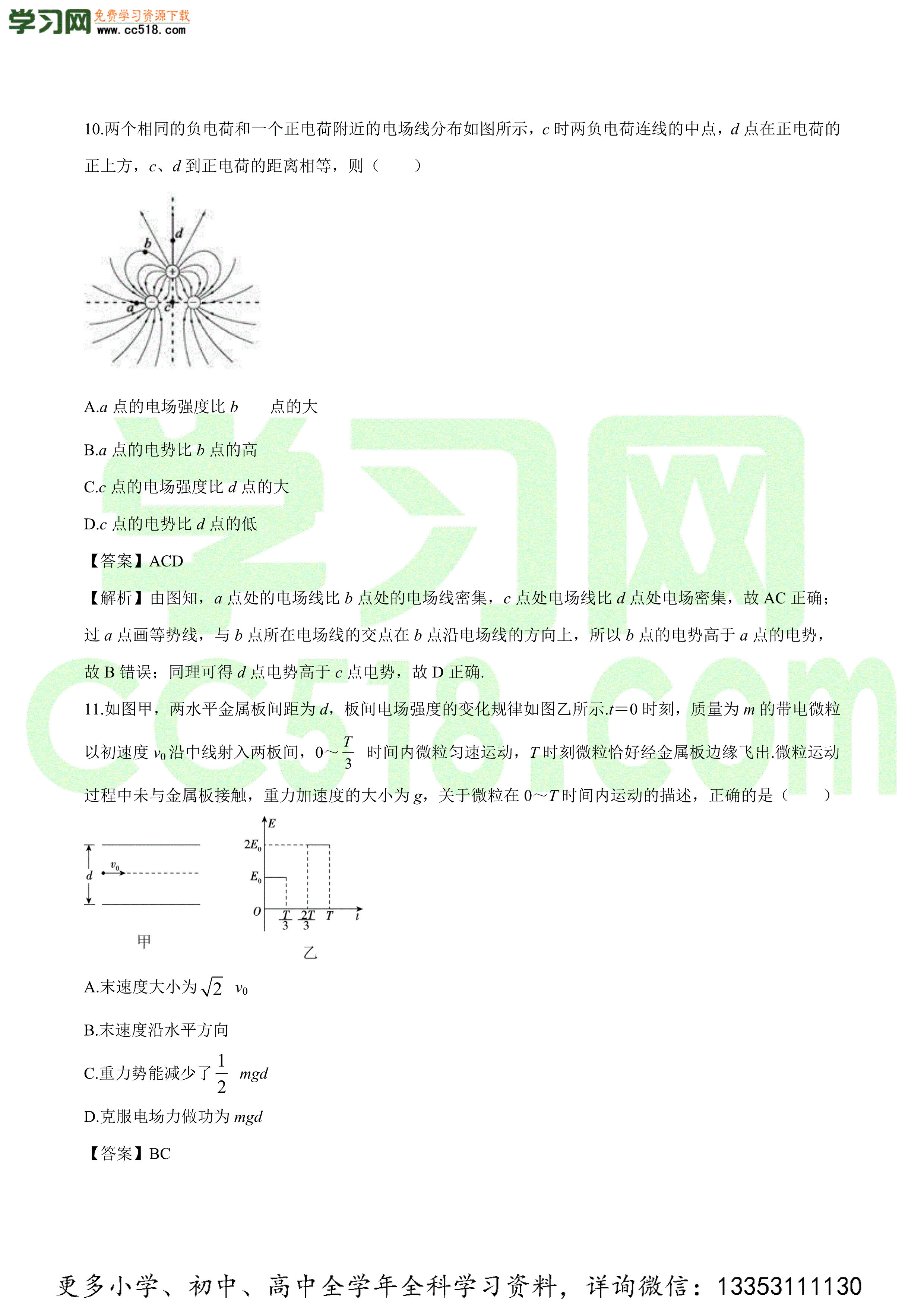 2020-2021学年高二物理单元复习测试卷（人教版选修3-1）