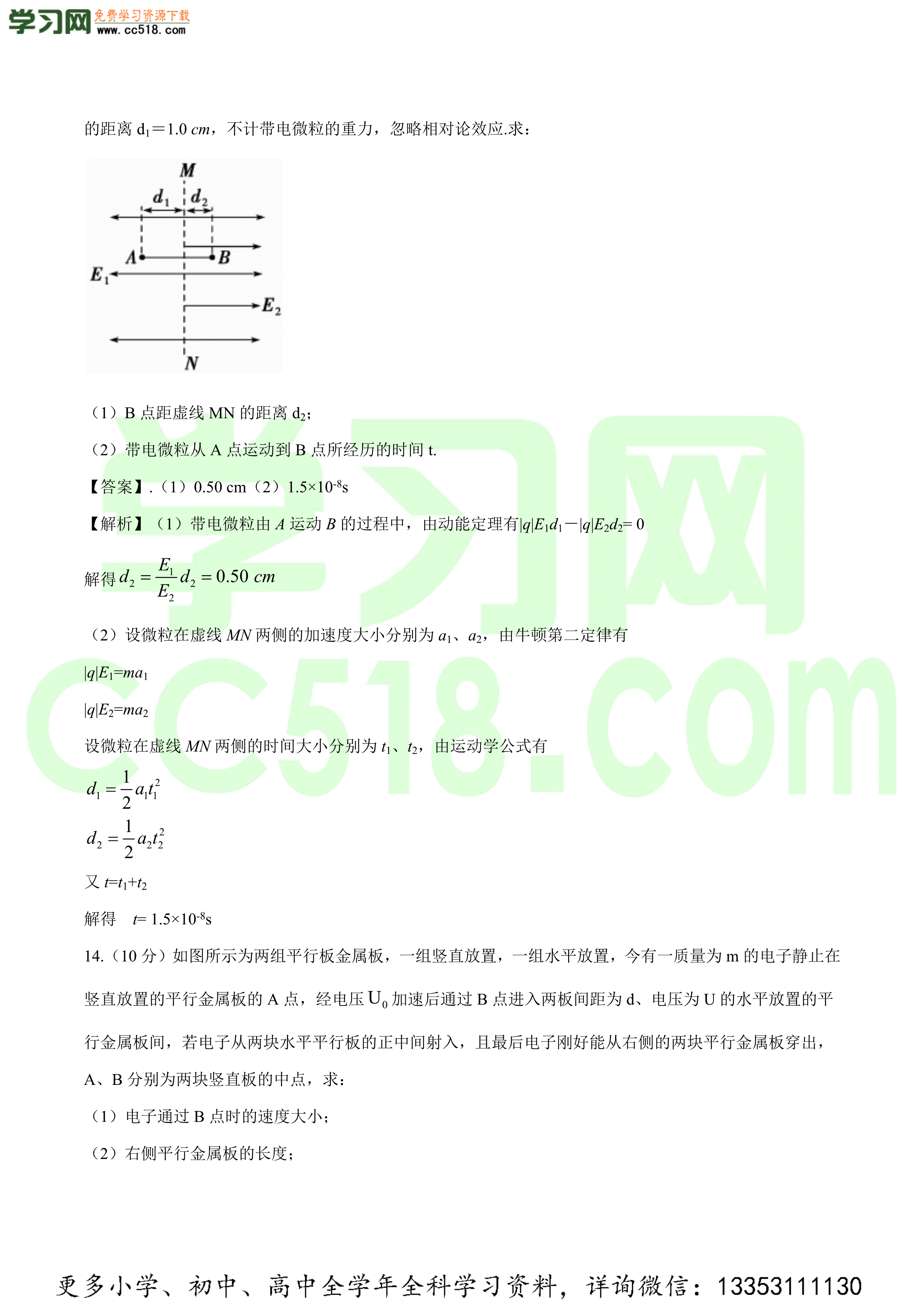 2020-2021学年高二物理单元复习测试卷（人教版选修3-1）