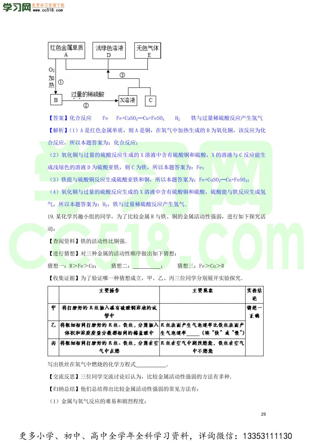 九年级化学考点复习专题训练二金属和金属材料试题