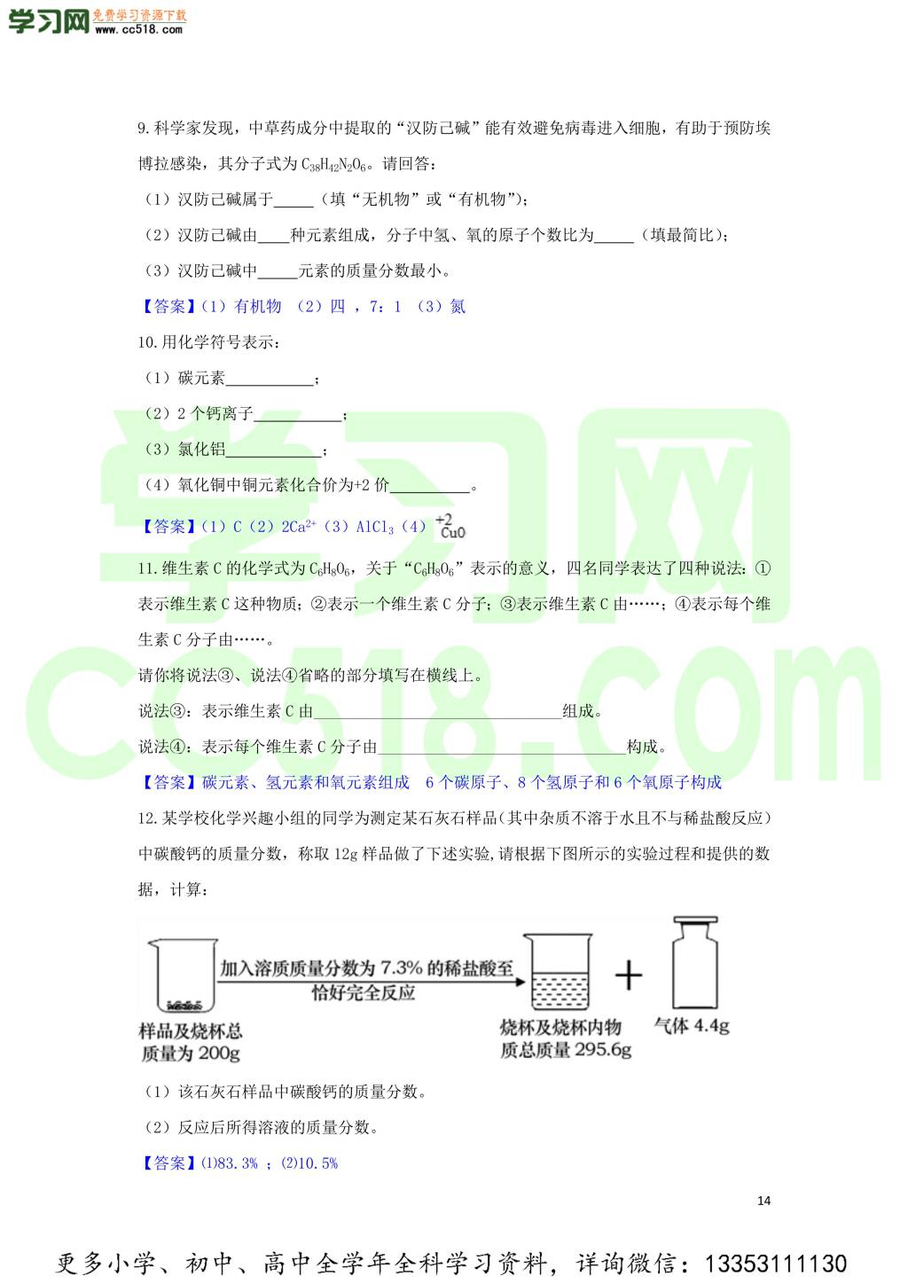 九年级化学考点复习专题训练十化学方程式试题