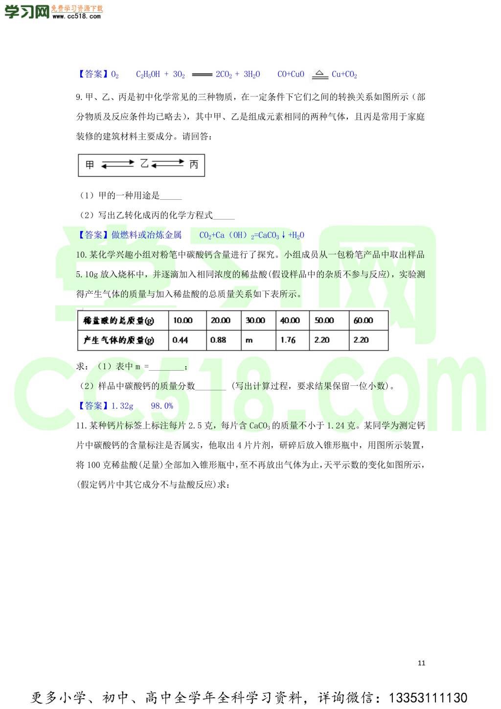 九年级化学考点复习专题训练二十四碳和碳的化合物试题