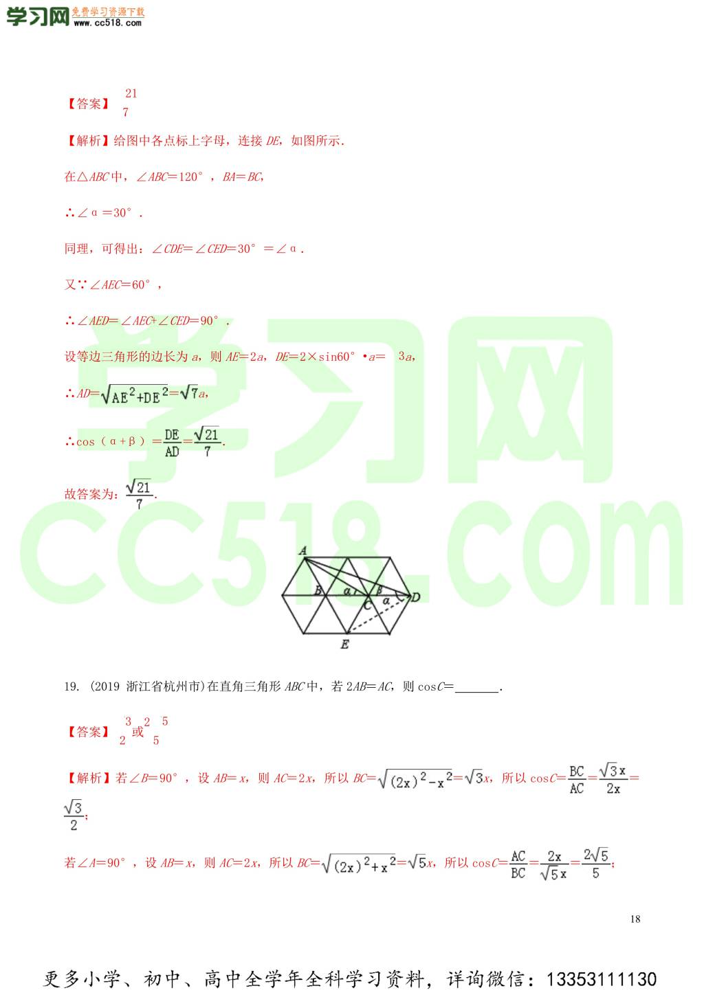 2020中考数学热点专练17锐角三角形（含解析）