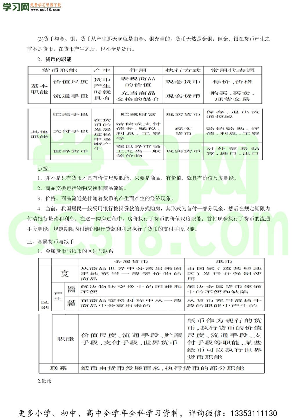 2020-2021学年高三政治一轮复习考点讲解