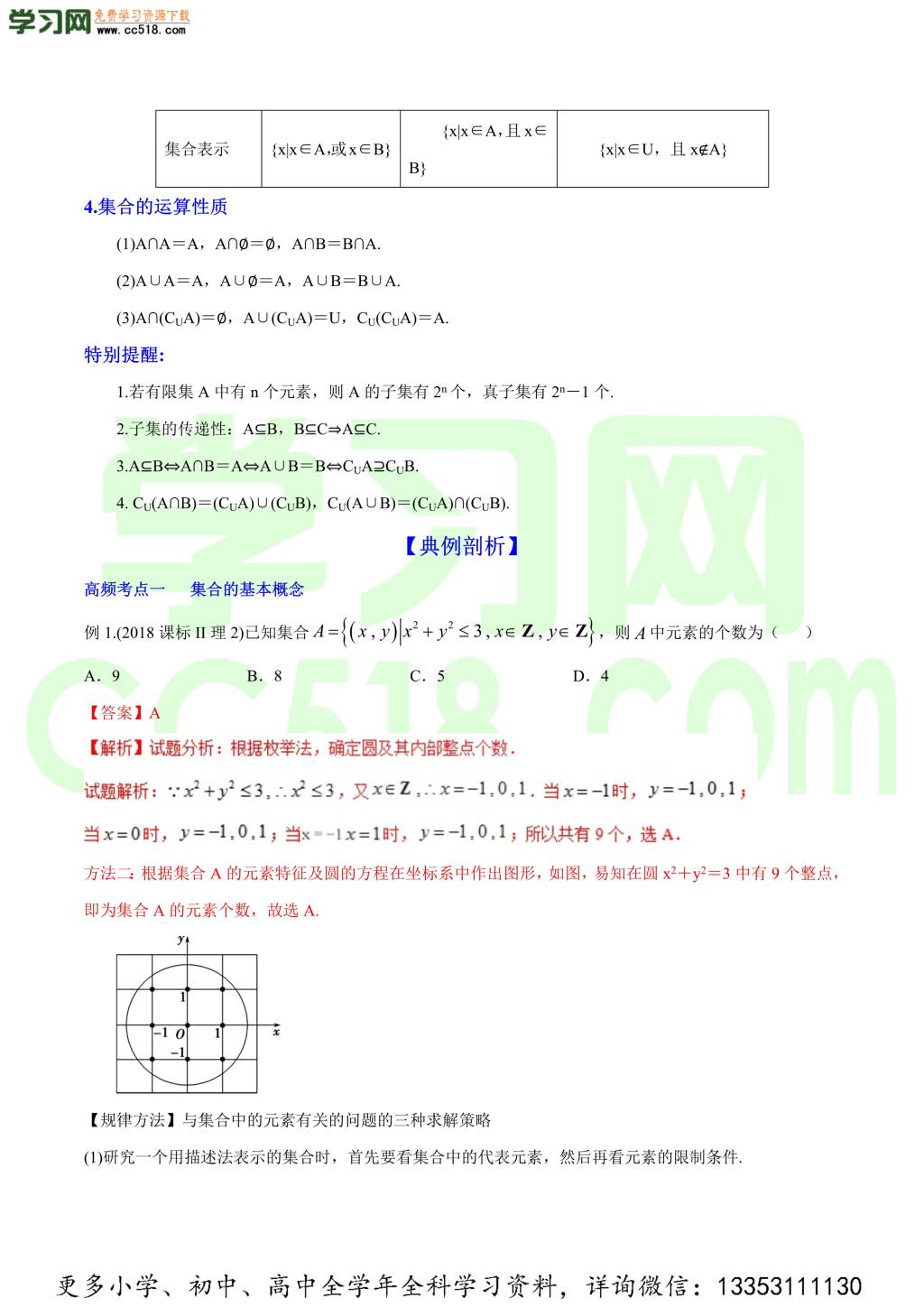 2020-2021学年新高考高三数学一轮复习知识点讲解（一）