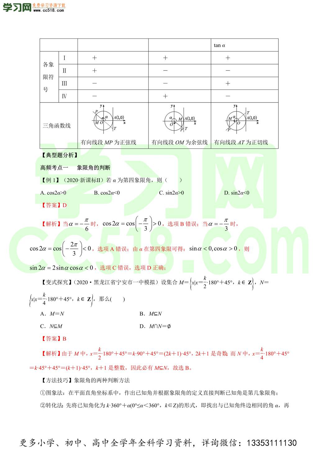 2020-2021学年理科版高三数学一轮复习知识点讲解（二）