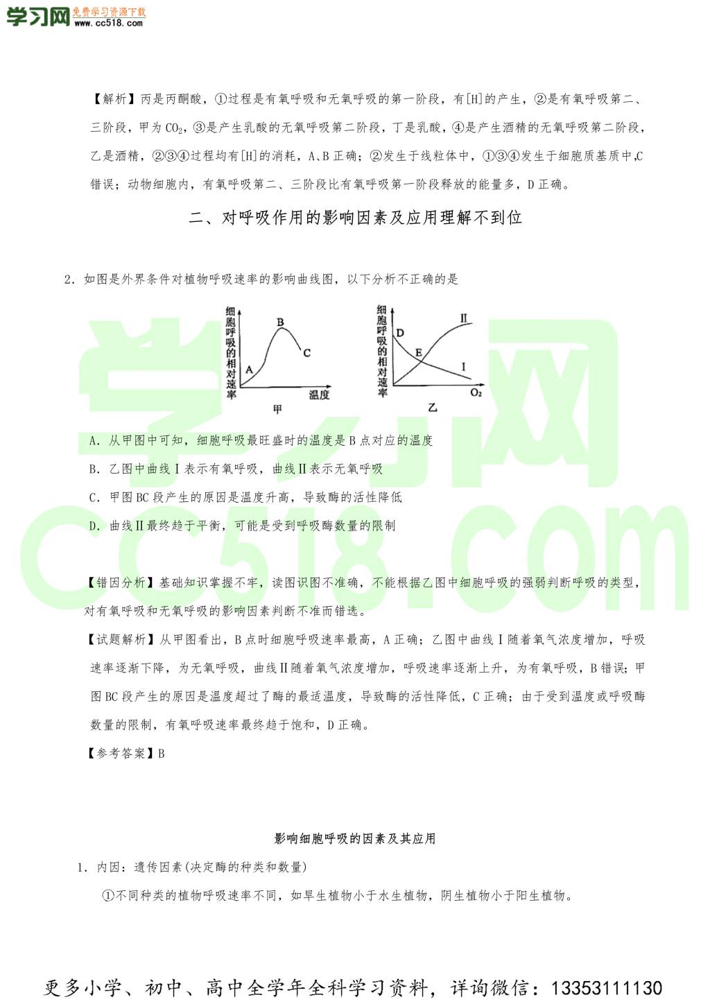 2020年高考生物重难点纠错笔记汇总