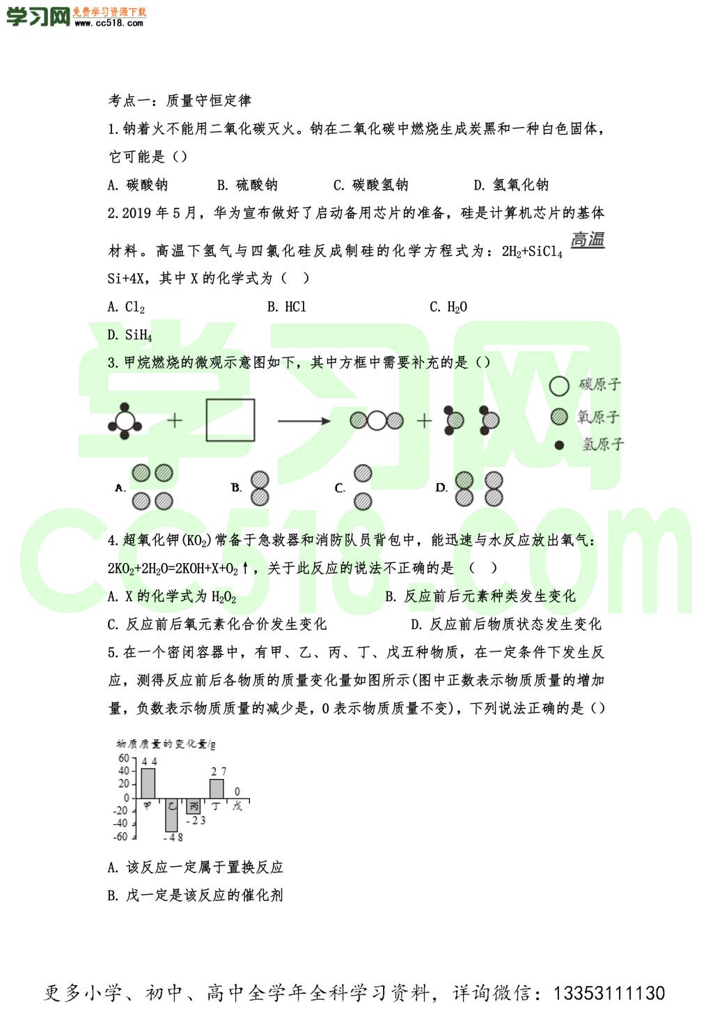 2020年中考化学考点练习