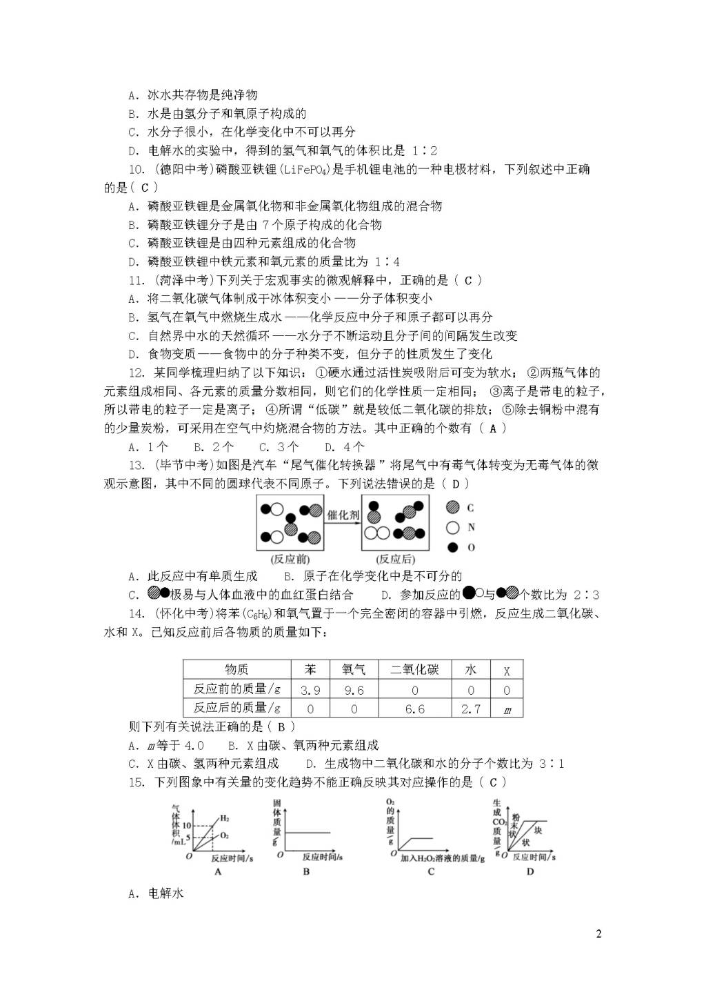 九年级化学上册期末检测题（附答案新人教版）（文件编号：20122420）