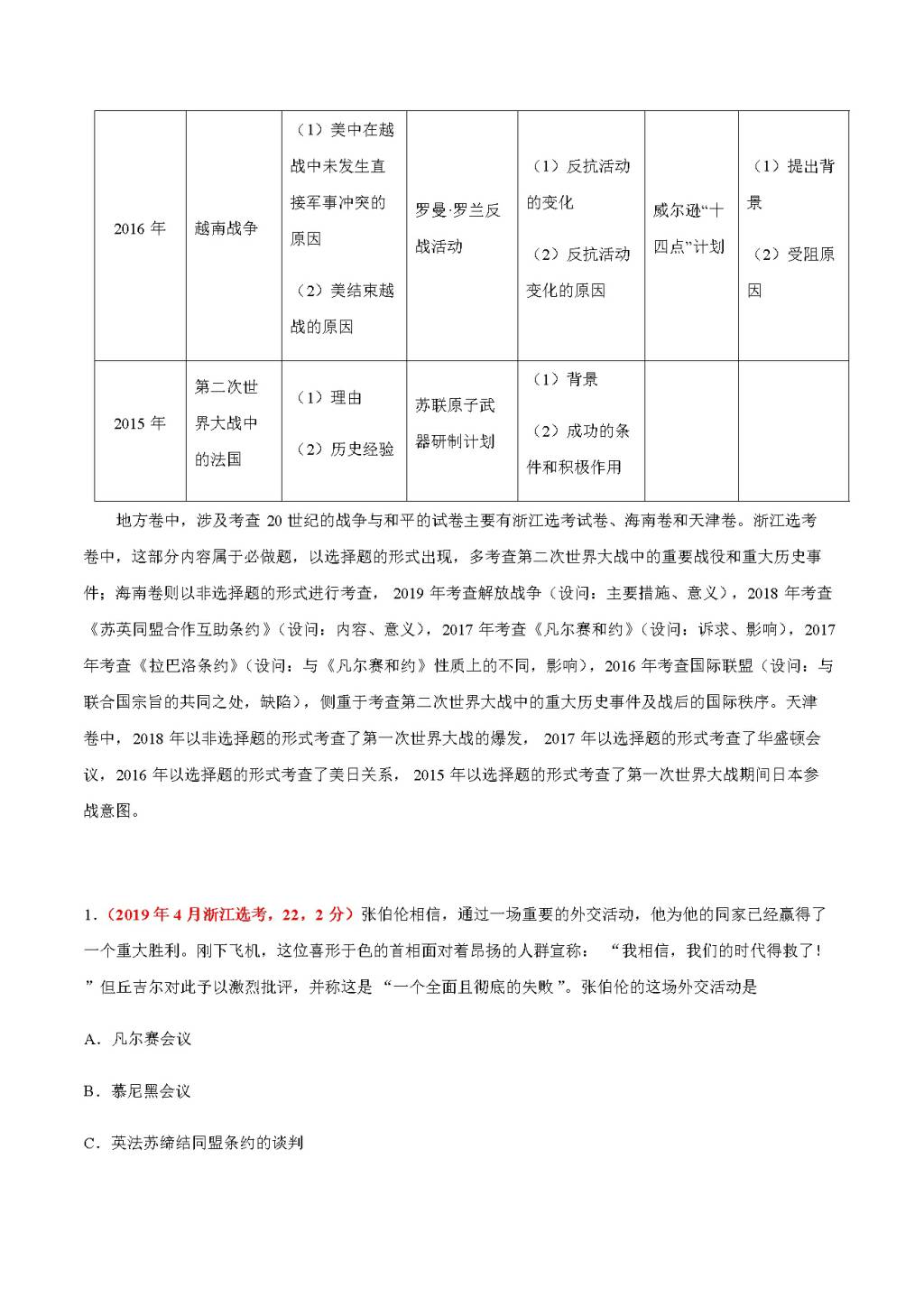 2021年高考历史选修部分提分攻略（文件编号：21011309）