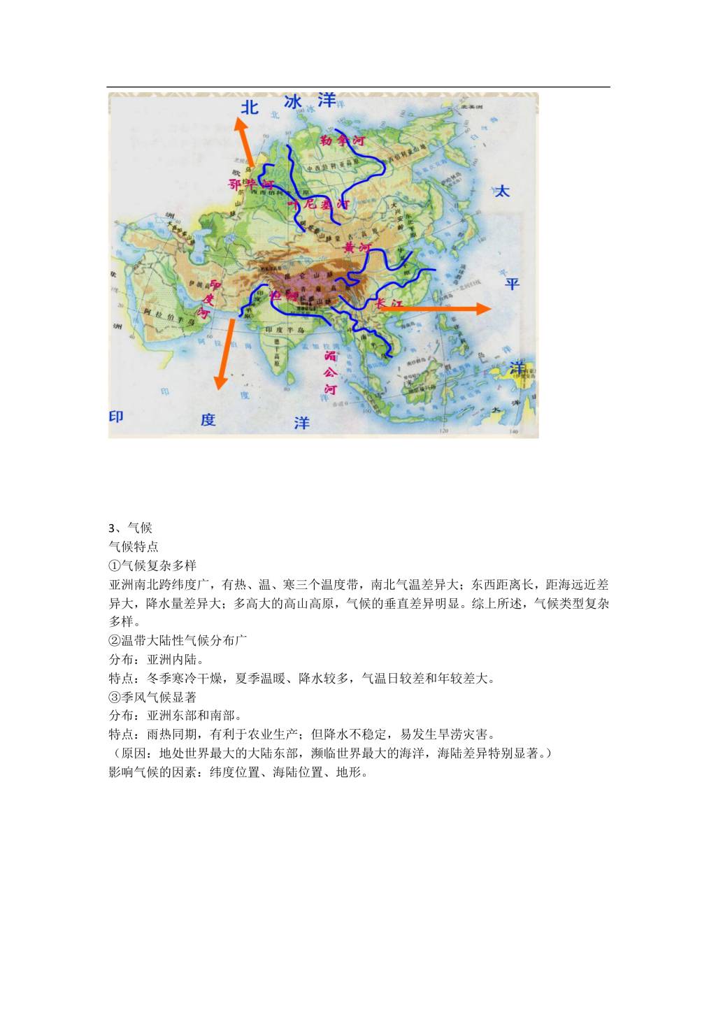 2021年寒假预习资料七年级地理下册各章知识点提纲（文件编号：21013117）