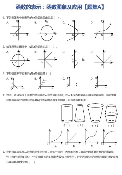 函数的表示：函数图象及应用【题集A】