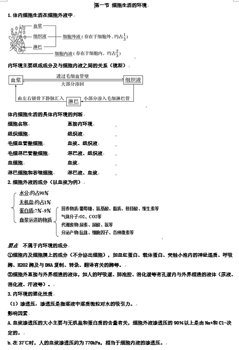 第1章 人体的内环境与稳态 期末复习知识点总结【新教材】人教版高中生物选择性必修一OK