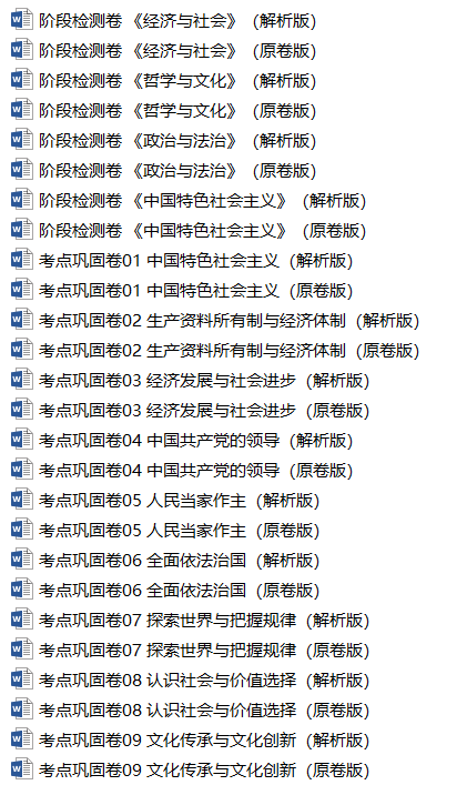2025年高考政治一轮复习考点通关卷（新高考通用）