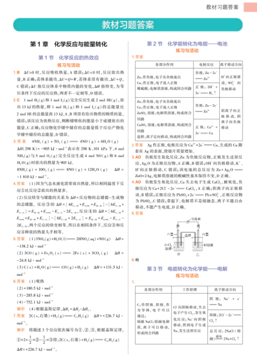 2026版53高中同步化学LK版选修1教材习题答案 2026版53高中同步化学LK版选修1教材习题答案