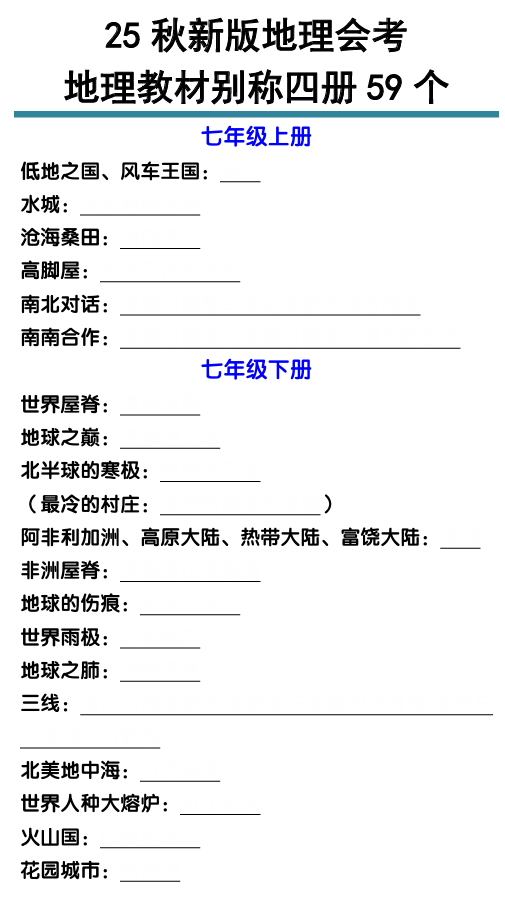 【2025秋新版】地理会考地理教材别称四册59个 【2025秋新版】地理会考地理教材别称四册59个