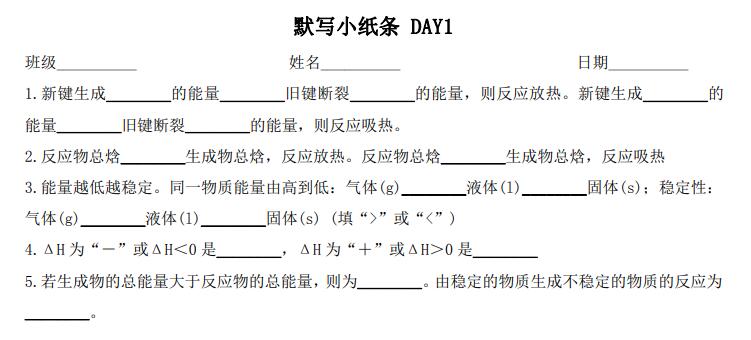 2027版《高中物理化学默写小纸条》PDF电子版下载